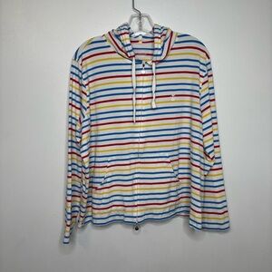 UPF 50+ Coolibar Seaside Hoodie Full Zip Stripe Size Large